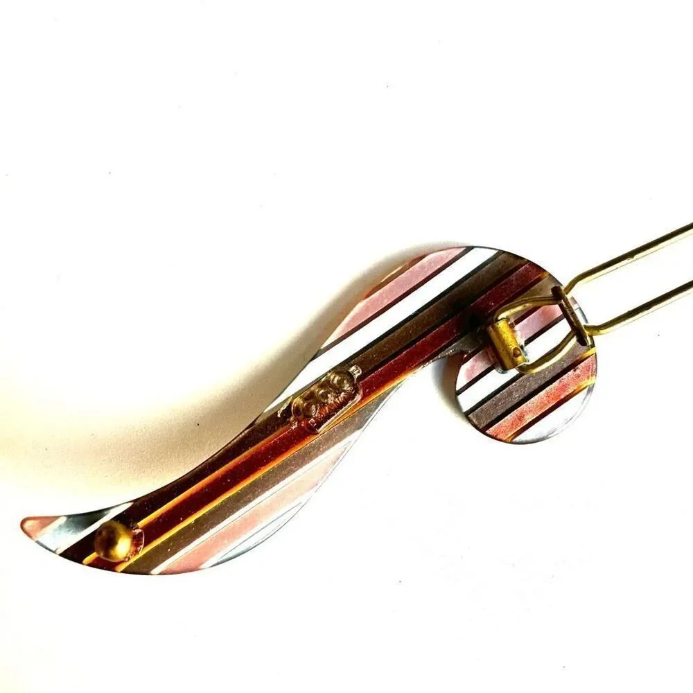 Vintage striped barrette stamped France